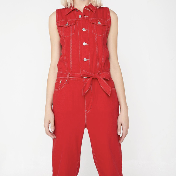 levi red jumpsuit